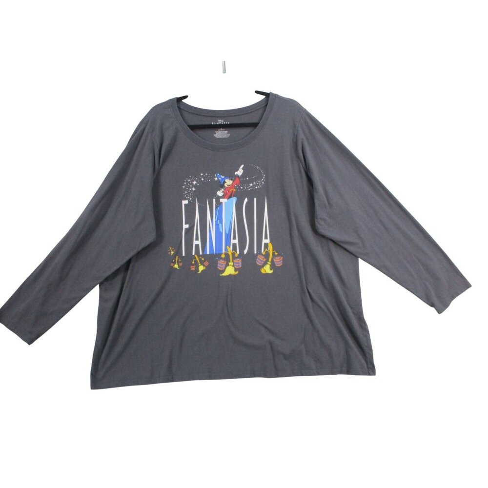 Disney Fantasia‎ Womens Long Sleeve Graphic T-Shirt Charcoal Gray Size 4
